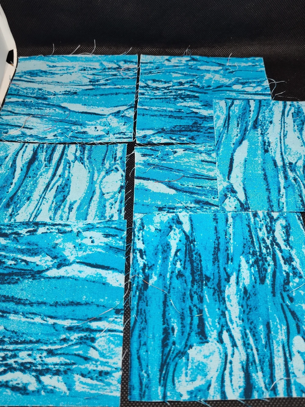7 4.50 INCH BLUE Marble Waves Cotton Fabric SQUARES